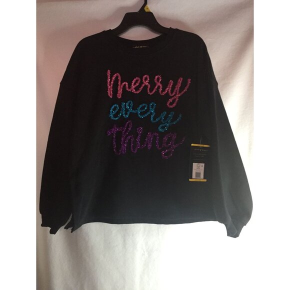 Merry Everything Black Sparkle Sweatshirt By State Of Mine - Picture 2 of 7